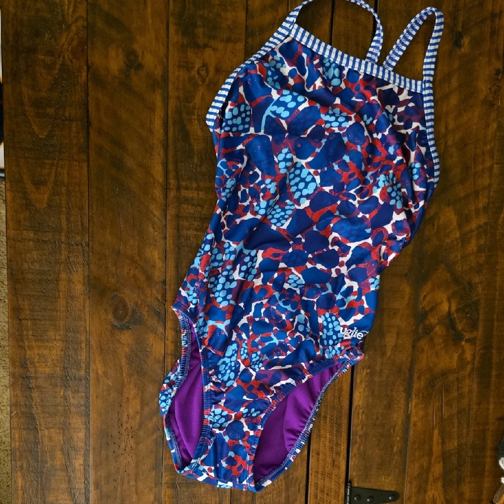 Dolfin Blue and Red Women's Swim One-Piece